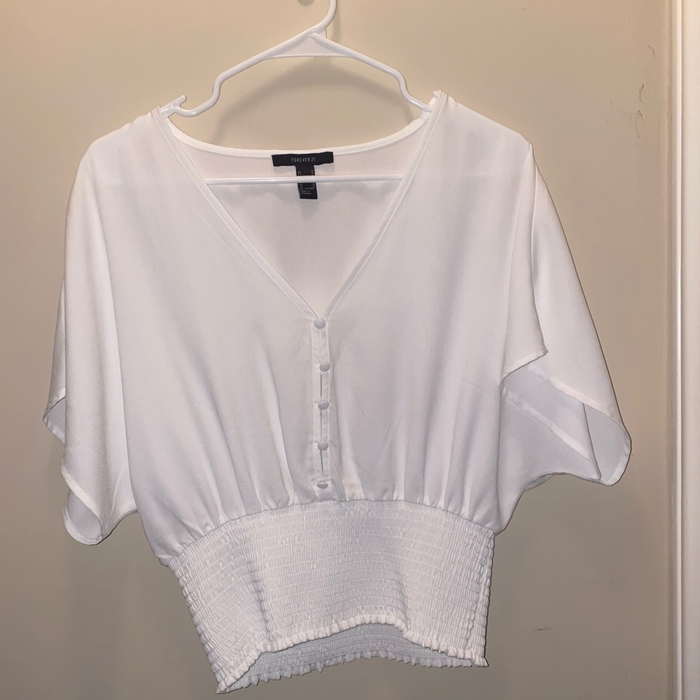White button front blouse